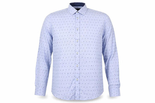 Venti Men Blue Slim Fit Long Sleeve Cotton Button-Up Shirt 16.5in