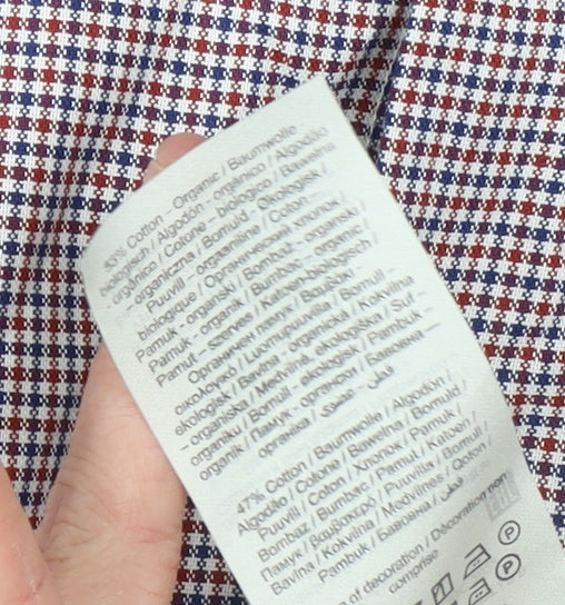 SELECTED HOMME Men's Multicoloured Slim Fit Check Button-Up Shirt Size 17.5 Long Sleeve