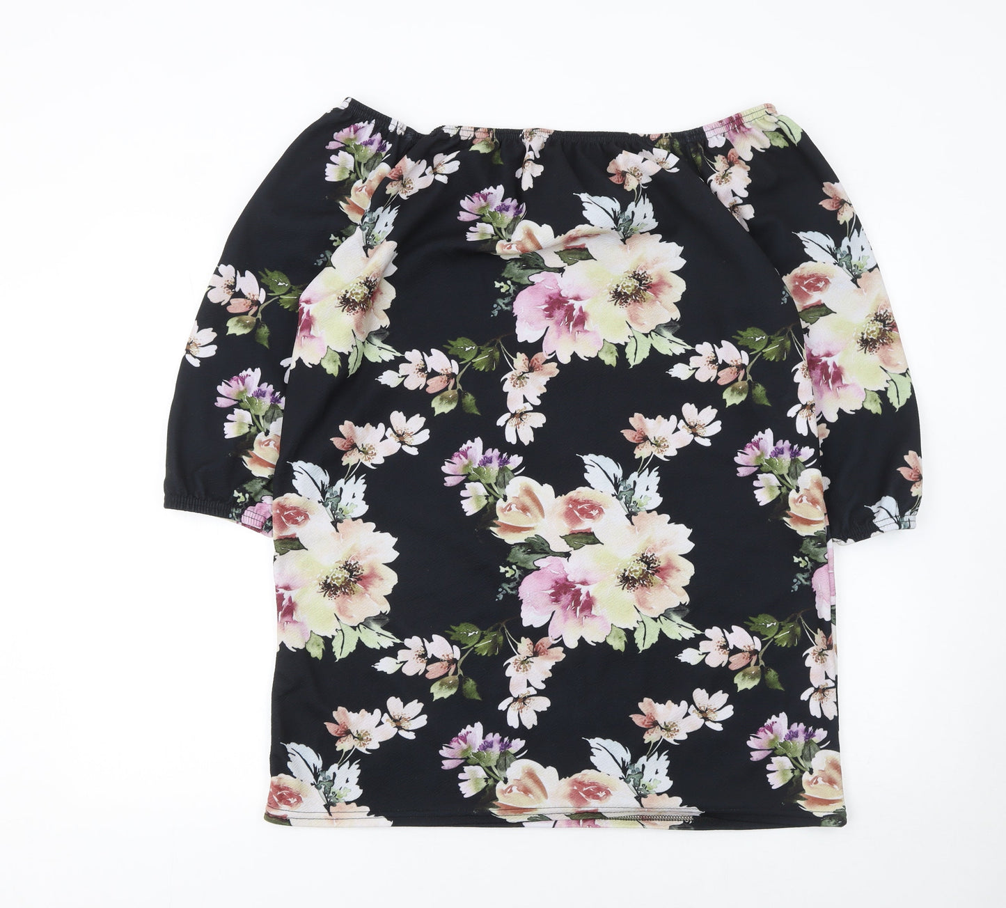 Boohoo Plus Women’s Black Floral Off Shoulder Tunic Blouse Size 16