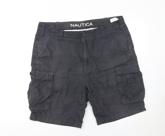 Nautica Men's Black Cargo Shorts Size L 36W Cotton Casual Summer