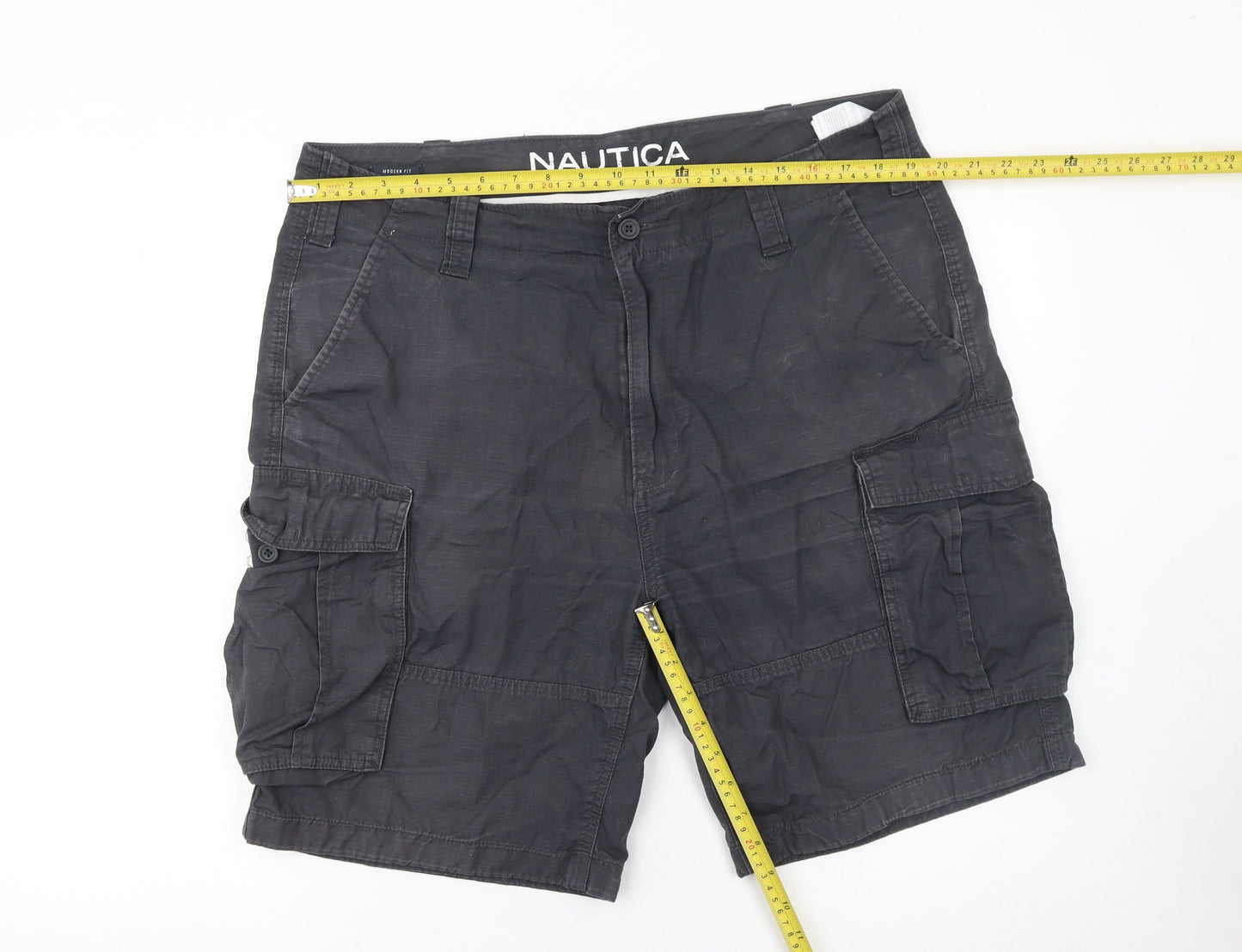 Nautica Men's Black Cargo Shorts Size L 36W Cotton Casual Summer