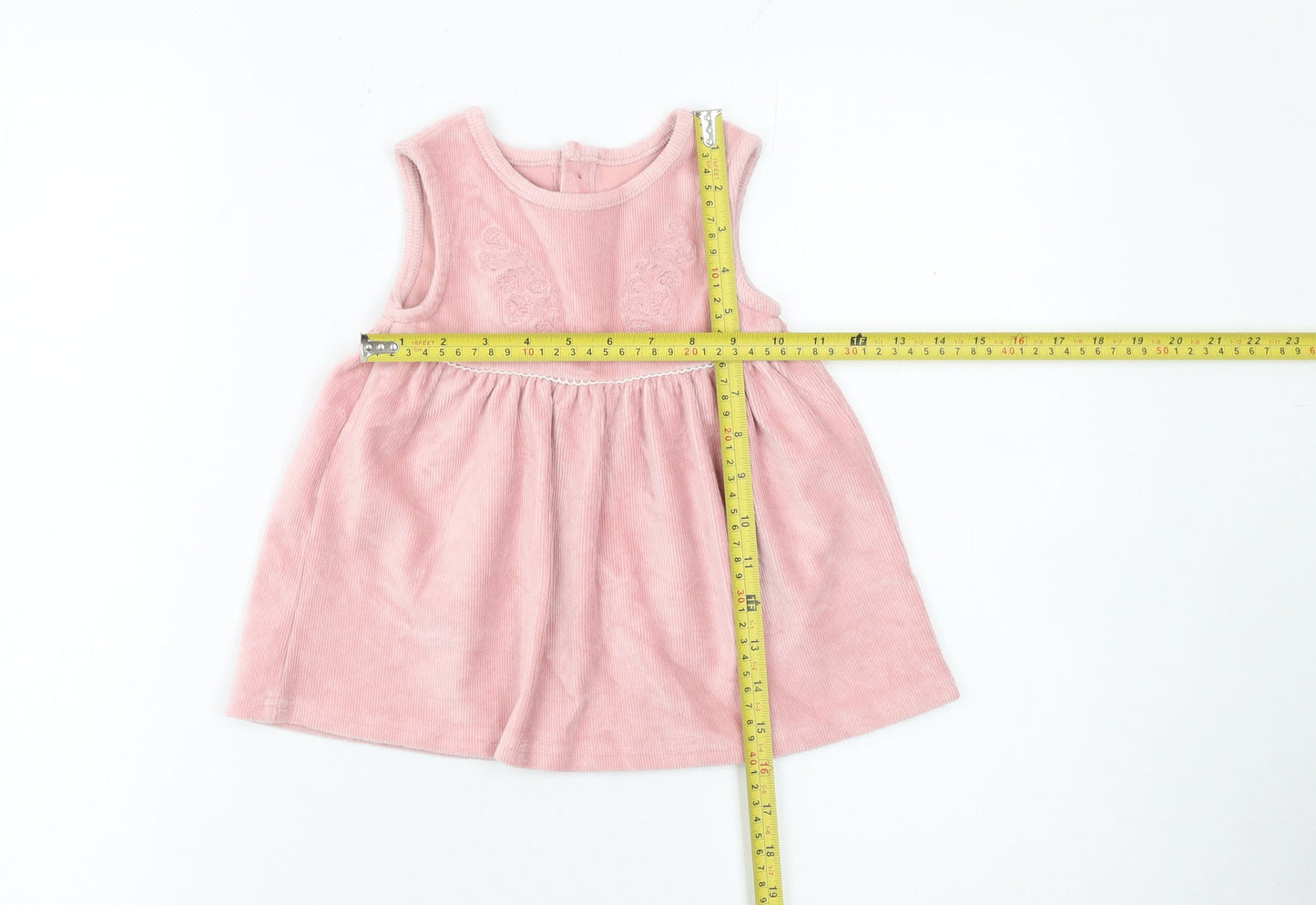 Dunnes Stores Girls Pink Corduroy Sleeveless A-Line Dress 6-9 Months