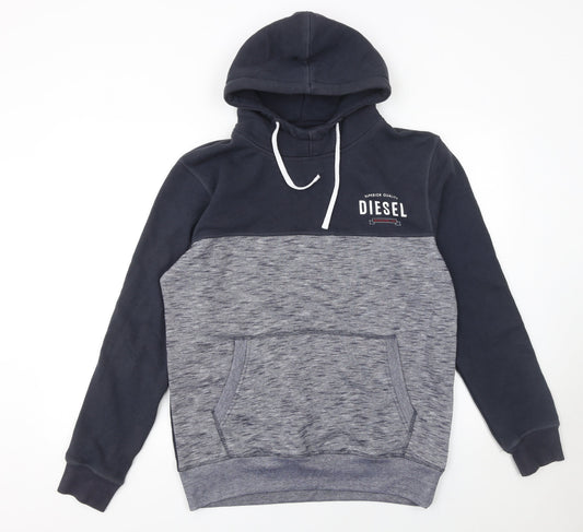 Diesel Men's Grey Pullover Hoodie Size L Classic Fleece Sweatshirt