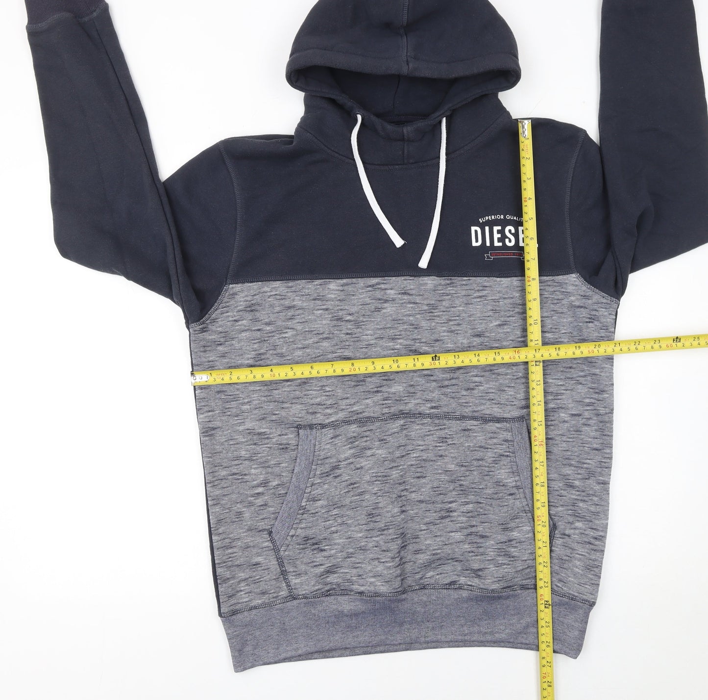 Diesel Men's Grey Pullover Hoodie Size L Classic Fleece Sweatshirt