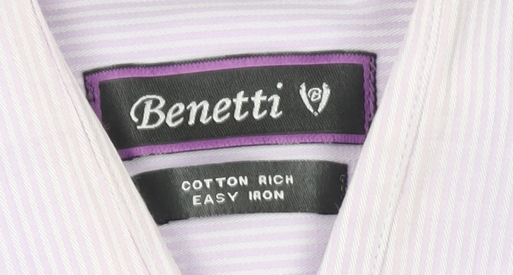 Benetti Men's Purple Striped Long Sleeve Cotton Blend Button-Up Shirt Size 16