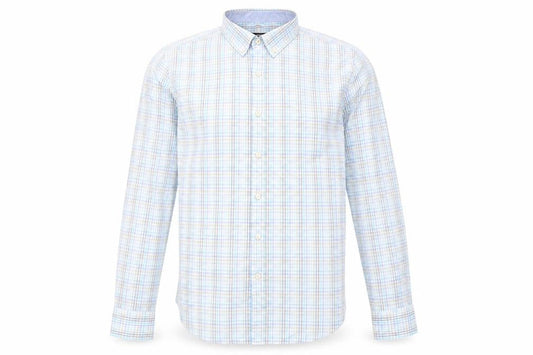 Dunnes Men's Blue Check Cotton Long Sleeve Button-Up Shirt Size L