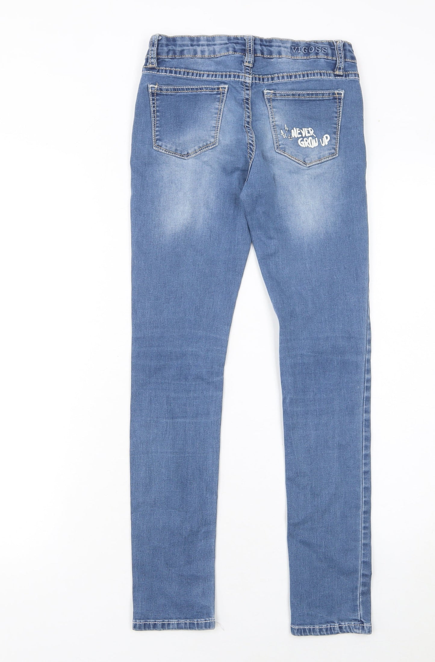 Vigoss Teens Blue Skinny Jeans Size 10 Sequin Embroidered Denim