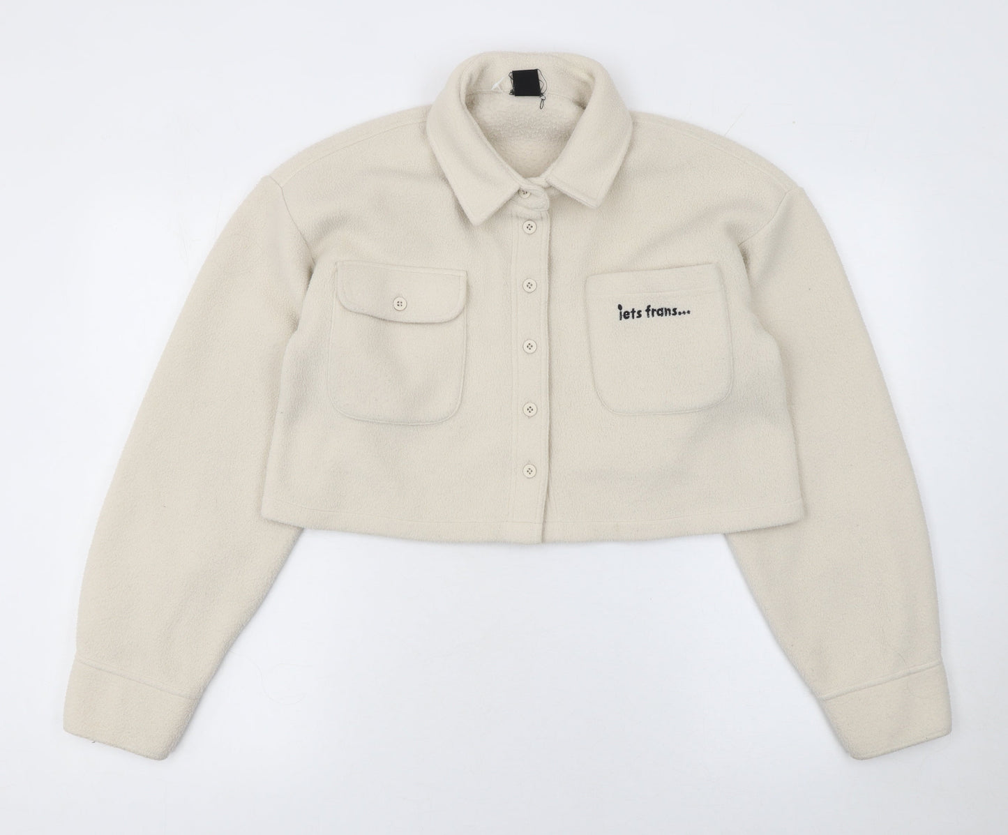 Urban Outfitters Womens Beige Cropped Fleece Jacket Size S