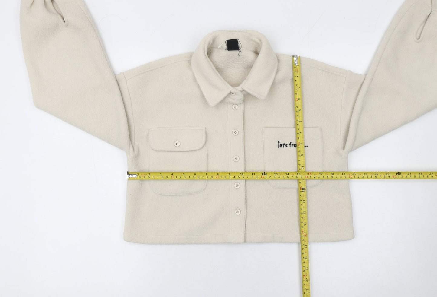 Urban Outfitters Womens Beige Cropped Fleece Jacket Size S