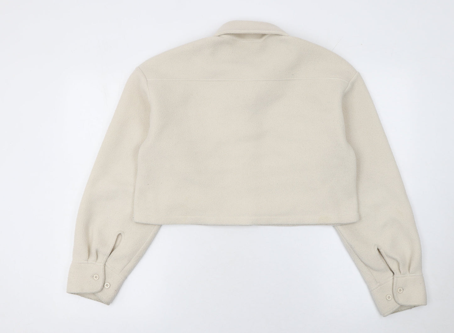Urban Outfitters Womens Beige Cropped Fleece Jacket Size S