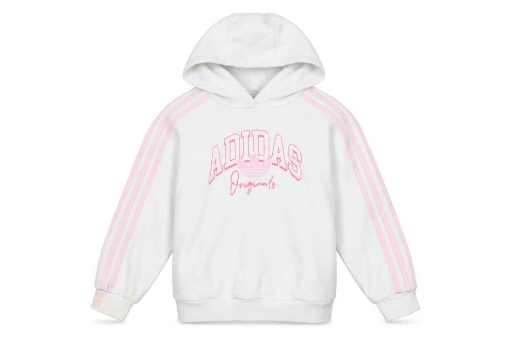 Adidas Girls White Pink Originals Pullover Hoodie 5-6 Years Hooded Sweatshirt