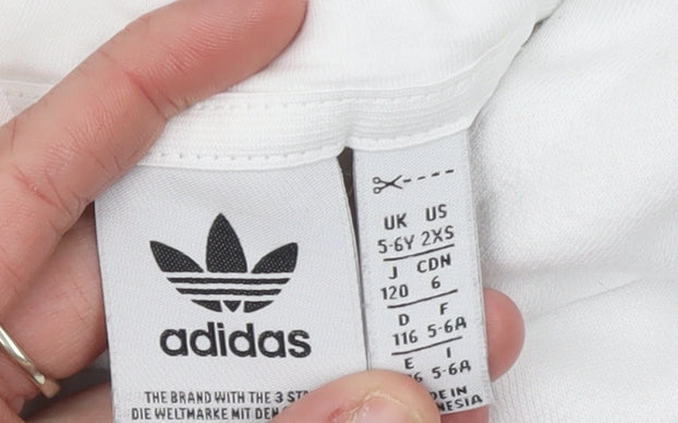Adidas Girls White Pink Originals Pullover Hoodie 5-6 Years Hooded Sweatshirt