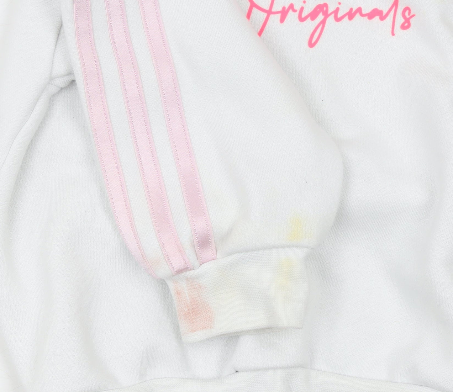 Adidas Girls White Pink Originals Pullover Hoodie 5-6 Years Hooded Sweatshirt