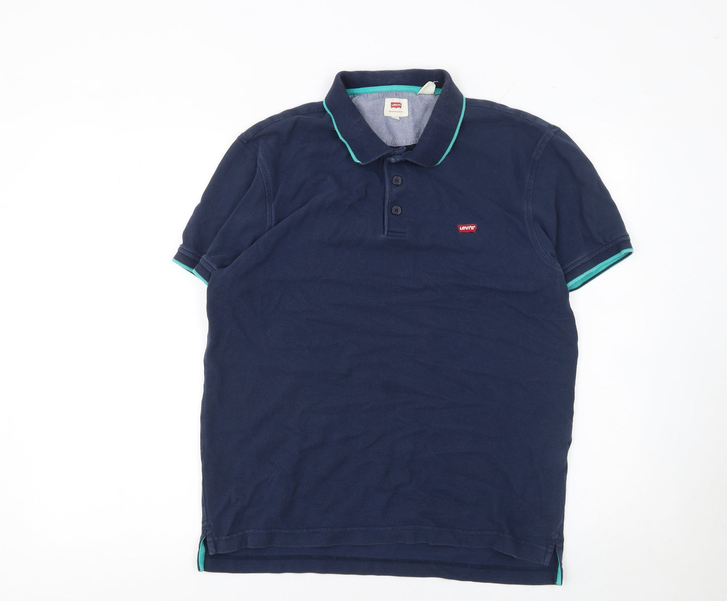 Levi's Men's Navy Blue Polo Shirt M Cotton Short Sleeve Casual