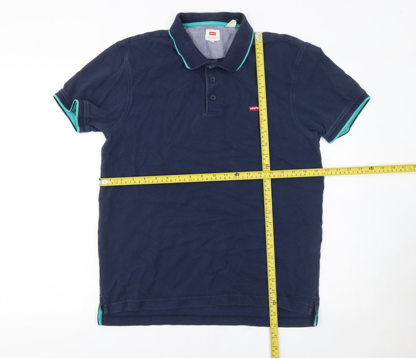 Levi's Men's Navy Blue Polo Shirt M Cotton Short Sleeve Casual