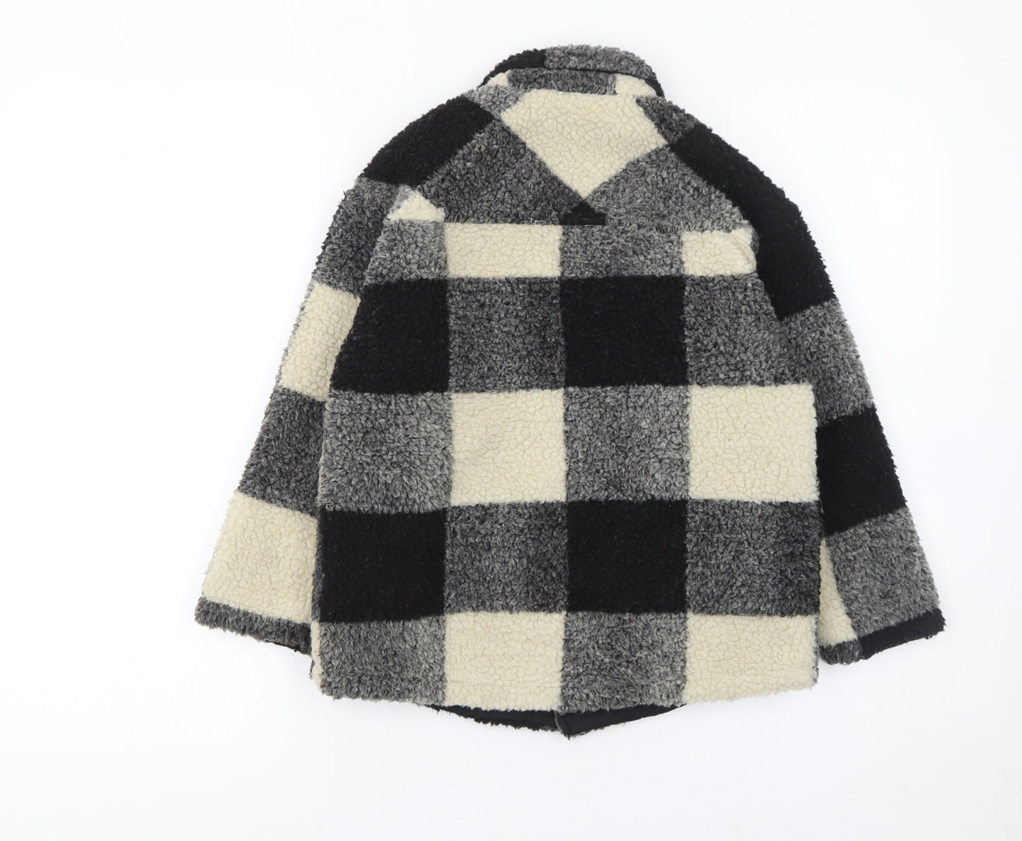 Next Boys Black Check Fleece Shirt Jacket 7 Years Lined Winter Coat