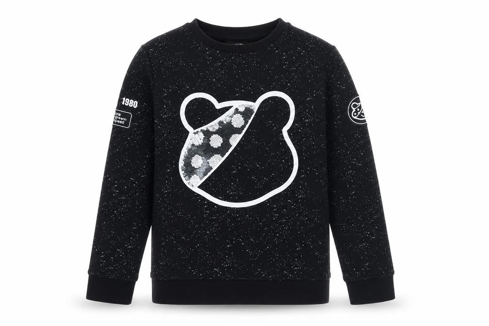 George Boys Black Bear Sequin Pullover Sweatshirt 10-11 Years