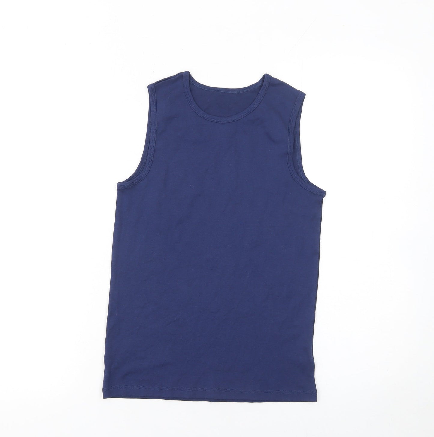 Marks and Spencer Boys Blue Cotton Sleeveless Tank Top 11-12 Years