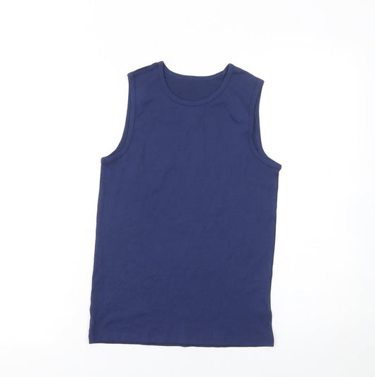 Marks and Spencer Boys Blue Cotton Sleeveless Tank Top 11-12 Years