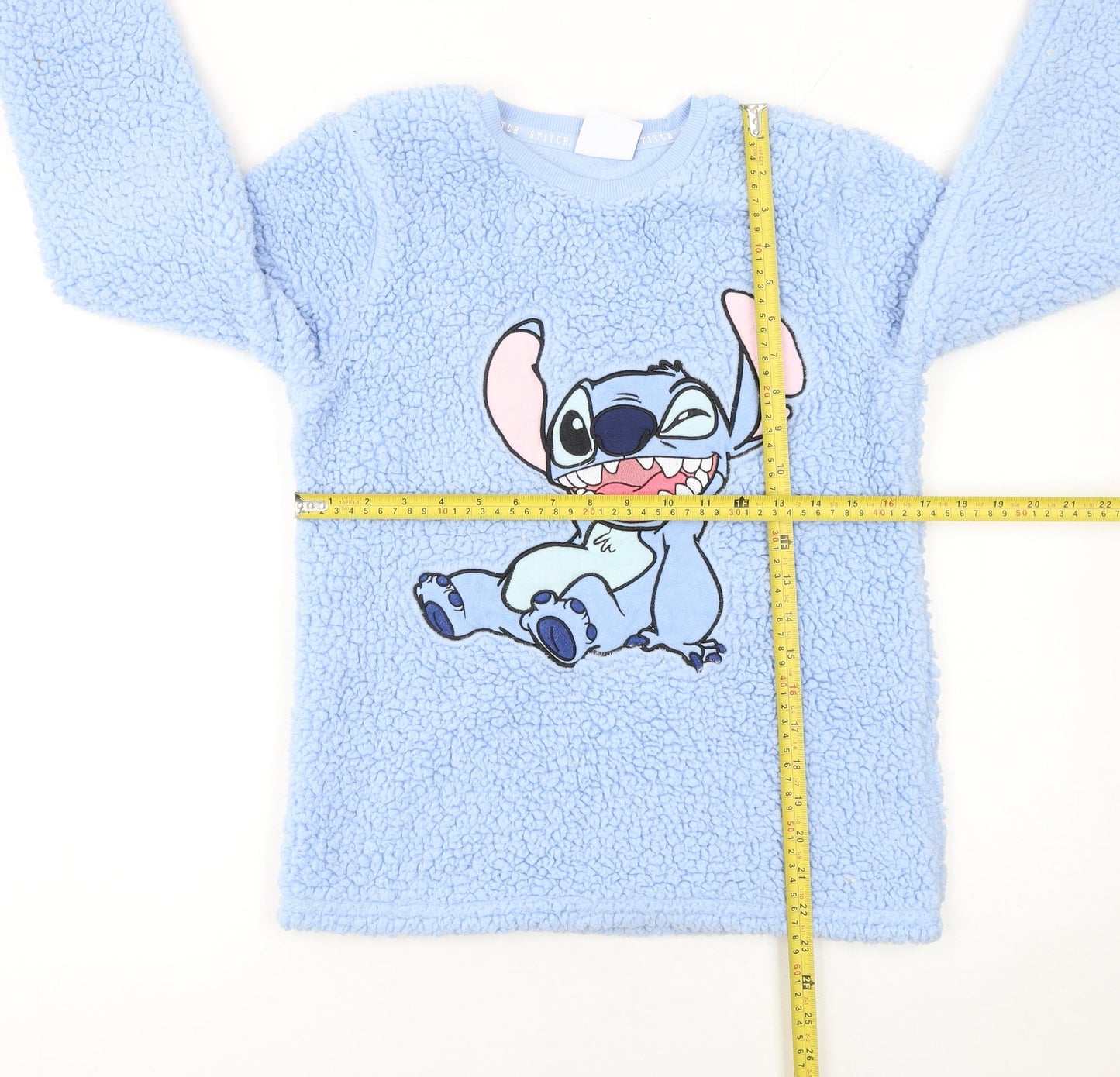 Disney Girls Blue Stitch Fleece Long Sleeve Pyjama Top 11-12 Years