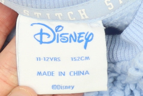 Disney Girls Blue Stitch Fleece Long Sleeve Pyjama Top 11-12 Years