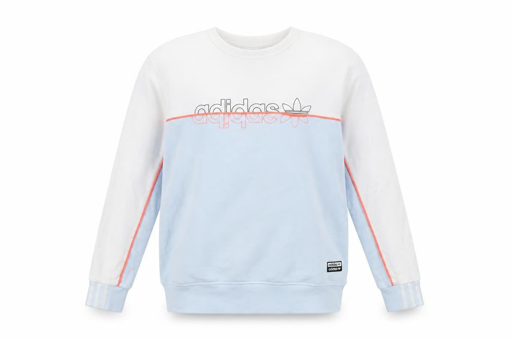 adidas Boys Blue & White Colourblock Crew Neck Sweatshirt 13-14 Years