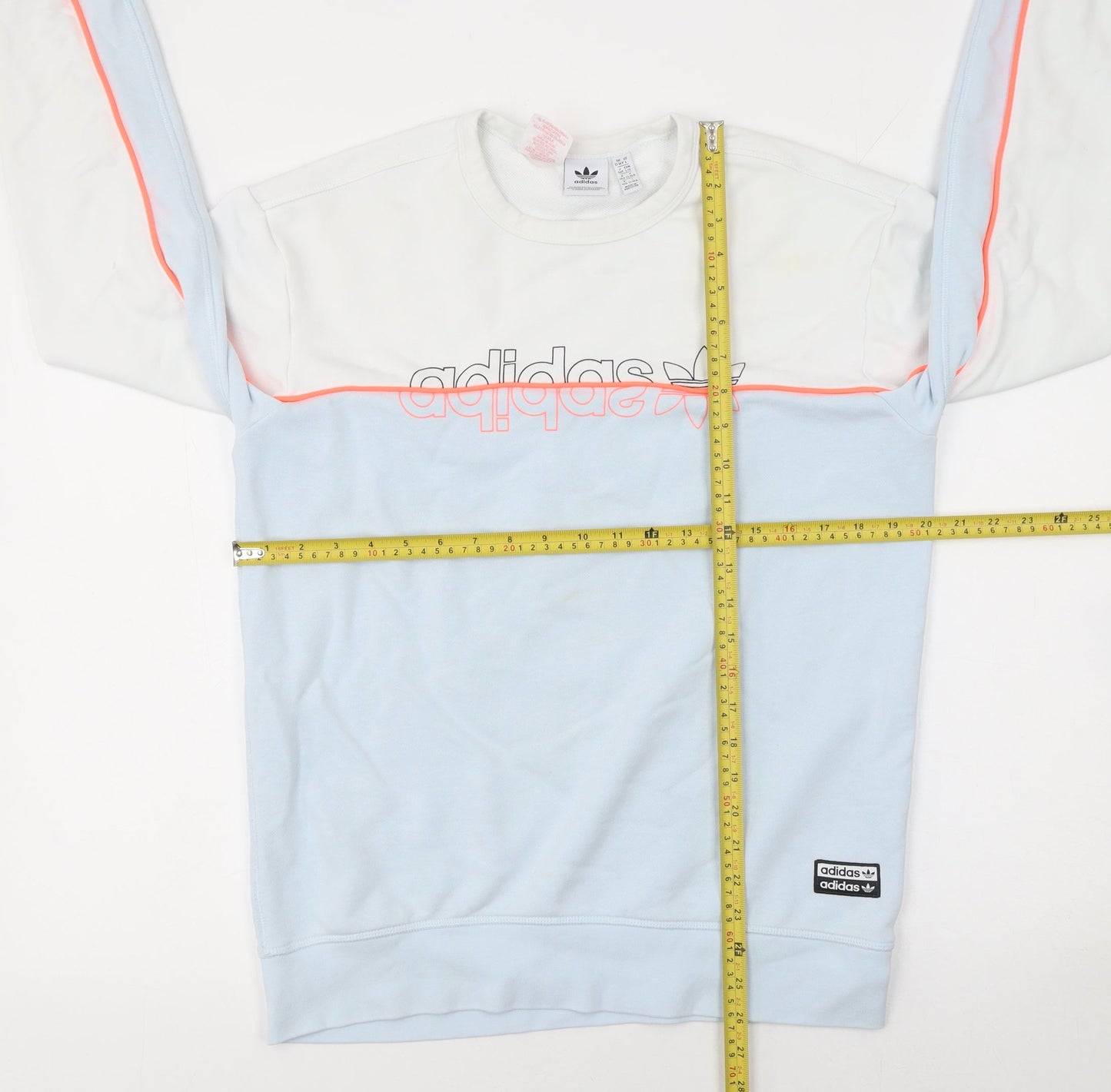 adidas Boys Blue & White Colourblock Crew Neck Sweatshirt 13-14 Years