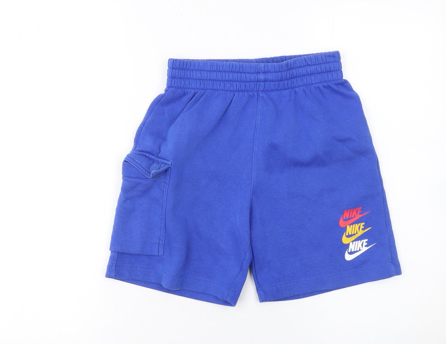 Nike Boys Blue Sweat Shorts M 137-147cm Elastic Waist Activewear