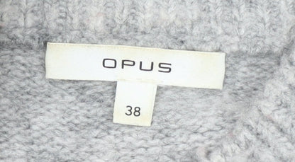 OPUS Womens Grey Mock Neck Knit Pullover Jumper Size 12