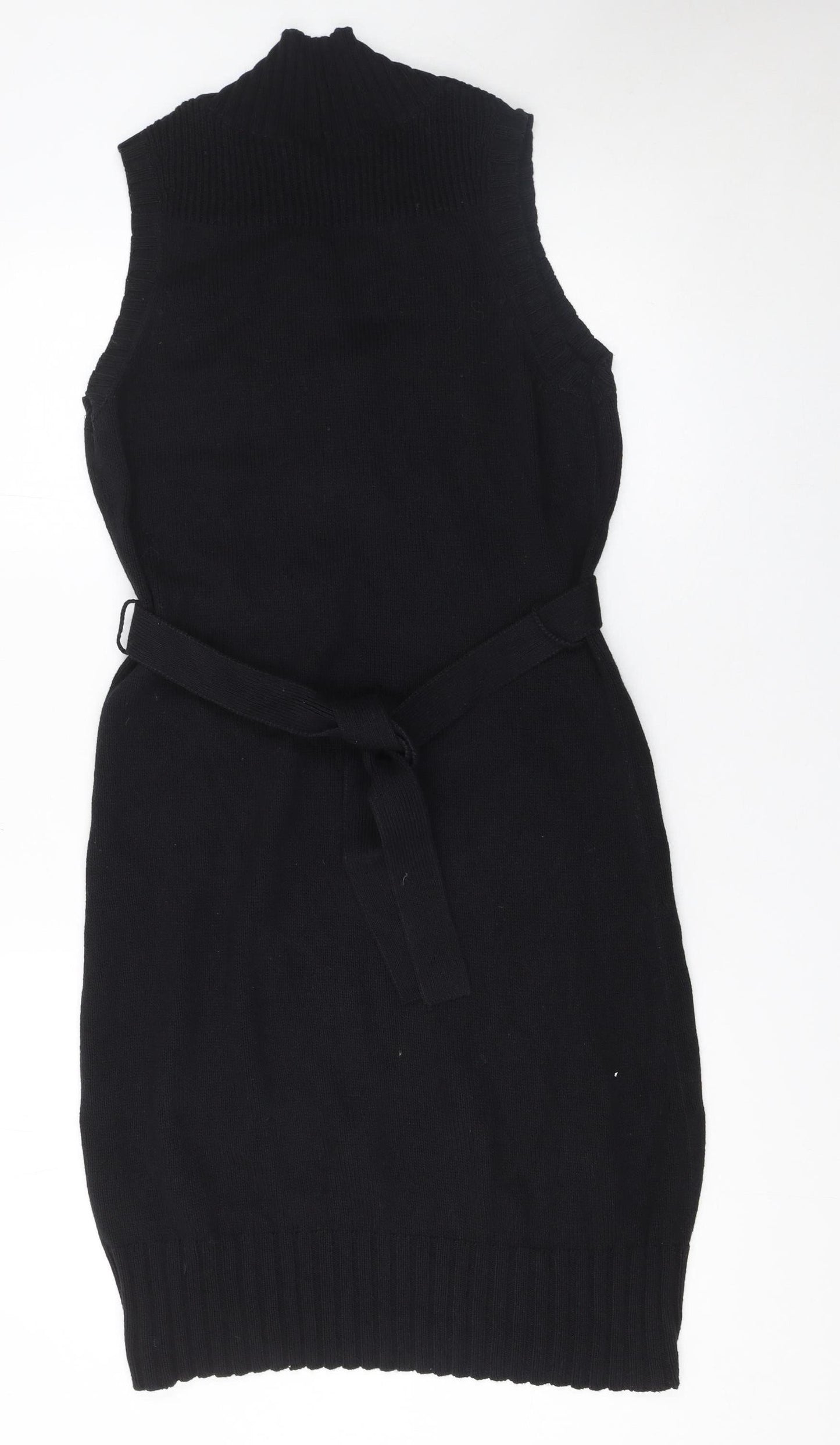 Planet Women Black Knit Sleeveless Belted Sweater Dress Size S