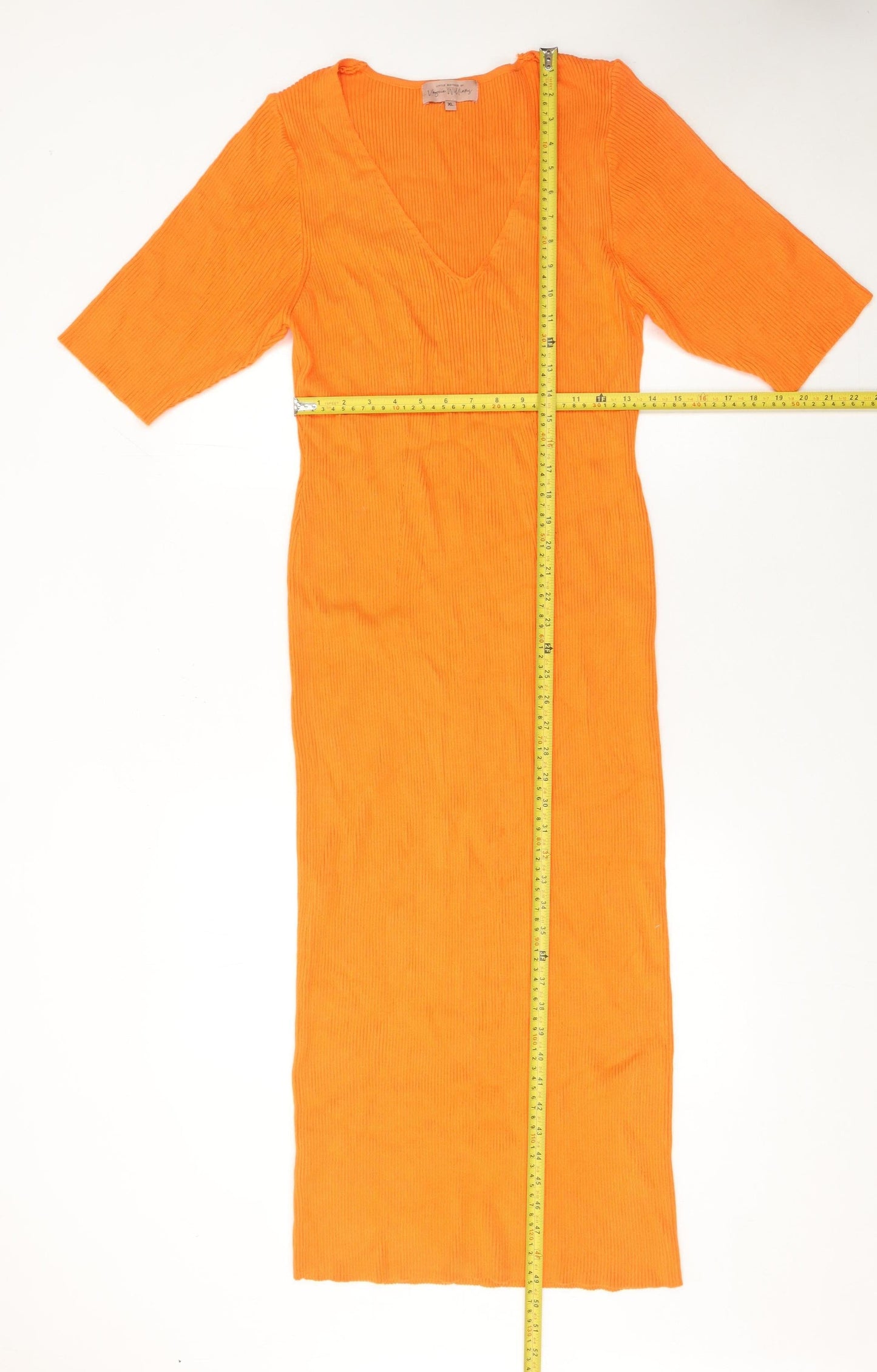 Little Mistress Womens Orange XL Bodycon Knit Midi Dress