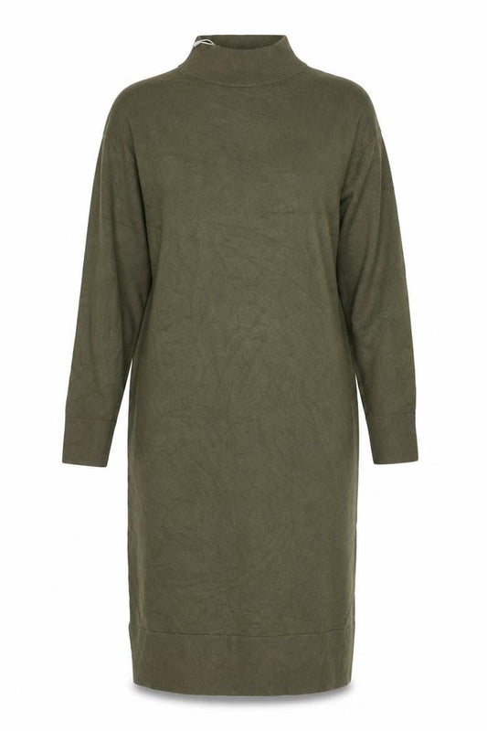 Mango Women's Green XS Knit High Neck Long Sleeve Sweater Dress