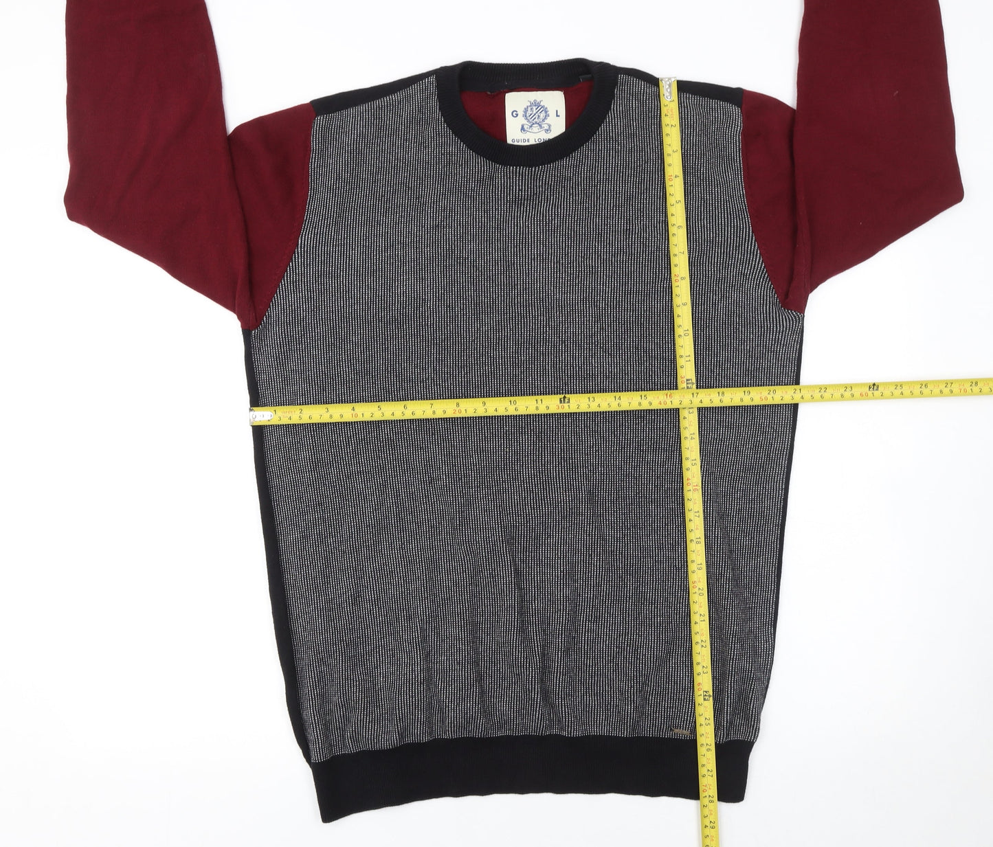 Guide London Mens Multicoloured Cotton Crew Neck Jumper Size L