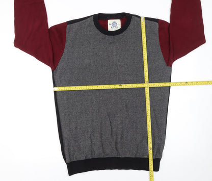 Guide London Mens Multicoloured Cotton Crew Neck Jumper Size L