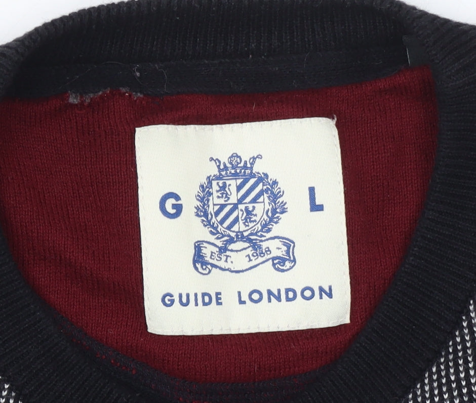 Guide London Mens Multicoloured Cotton Crew Neck Jumper Size L