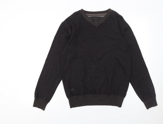 Rocha John Rocha Men’s Black Cotton V-Neck Jumper Size S