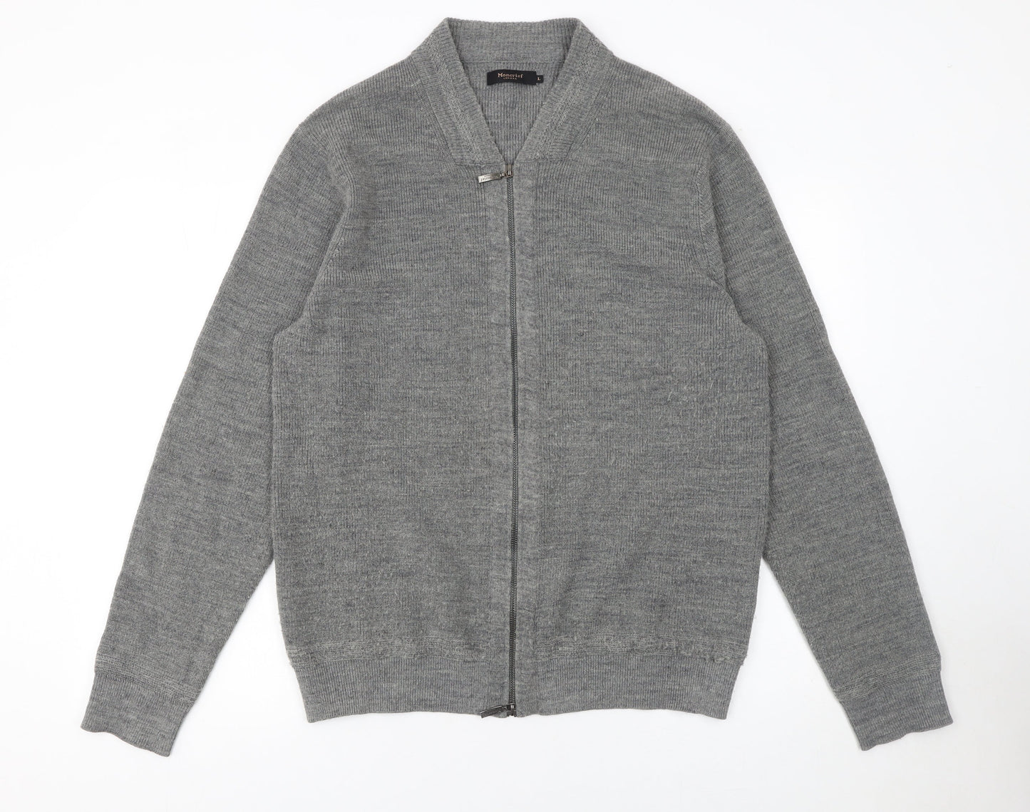 Moncrief Women’s Grey Wool Blend Full Zip Jumper L