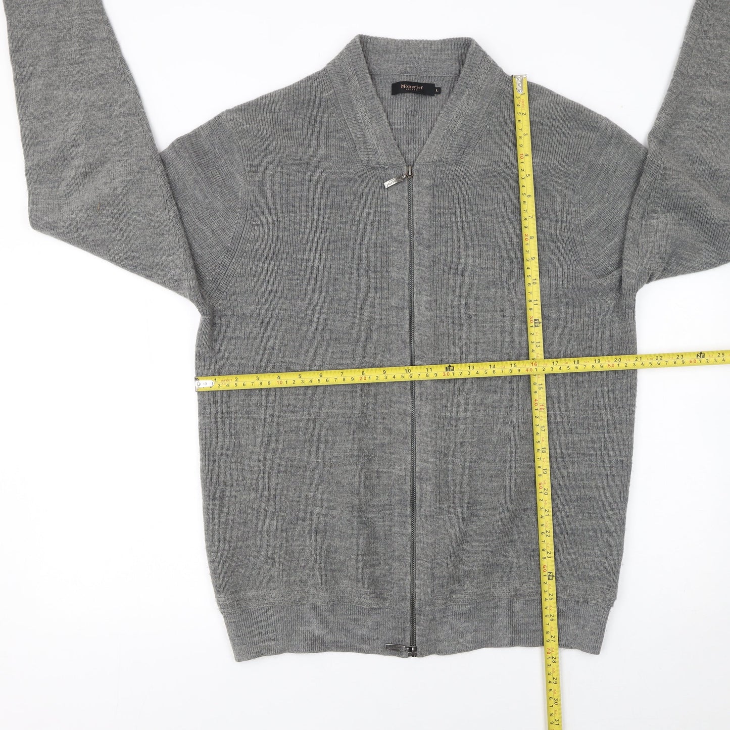 Moncrief Women’s Grey Wool Blend Full Zip Jumper L