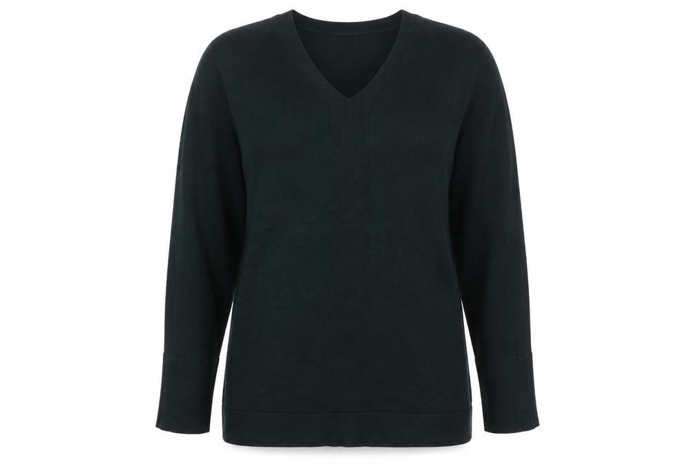 Monsoon Women’s Green V-Neck Cotton Long Sleeve Jumper Size M