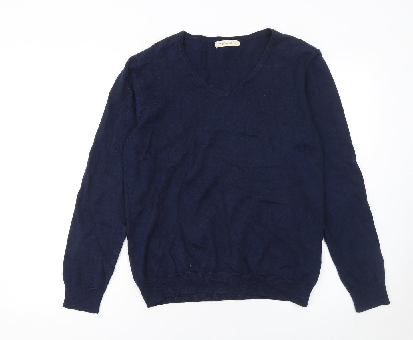 Woolovers Men's Blue V-Neck Cotton Cashmere Jumper M