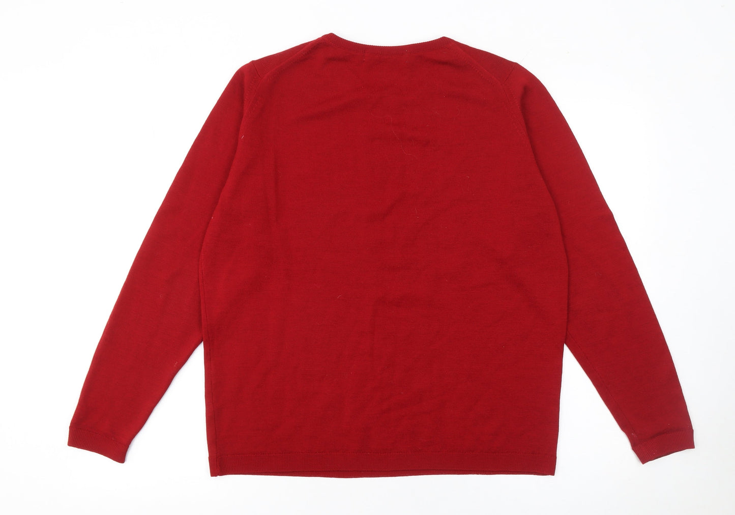 EWM Women’s Red Lambswool Crew Neck Jumper Size 18-20