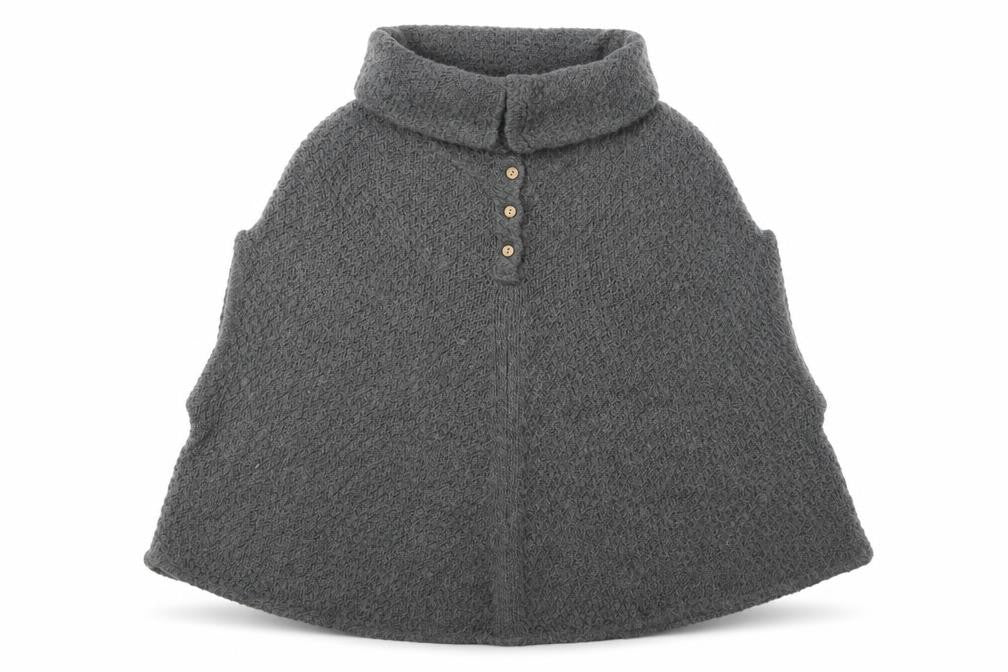 White Stuff Women's Grey Wool Knit Cape M Roll Neck