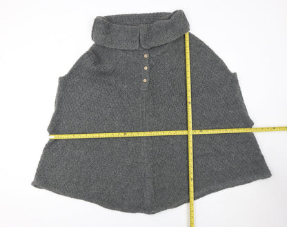 White Stuff Women's Grey Wool Knit Cape M Roll Neck