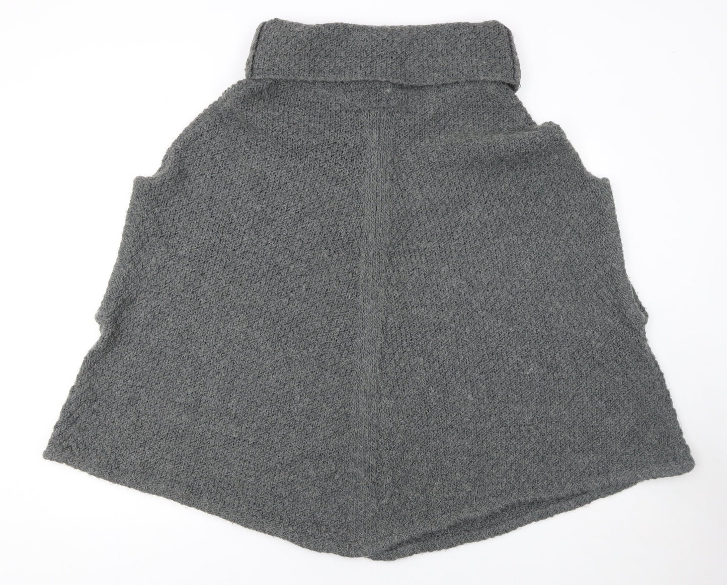 White Stuff Women's Grey Wool Knit Cape M Roll Neck