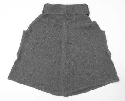 White Stuff Women's Grey Wool Knit Cape M Roll Neck