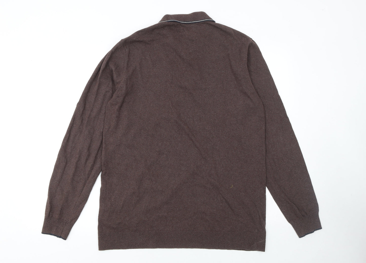 Larsson & Co Men’s Brown Long Sleeve Cotton Polo Shirt Size M