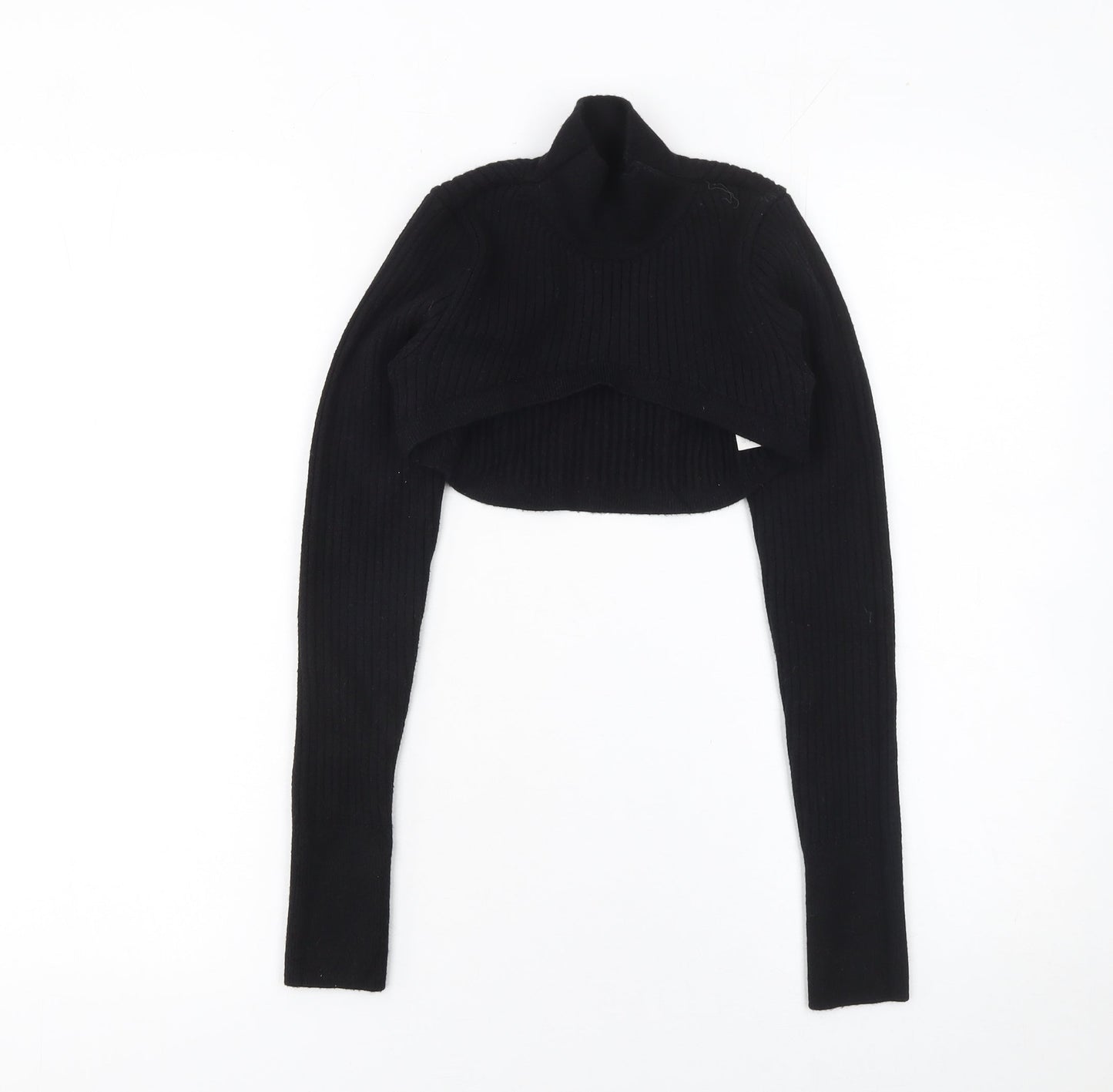 River Island Women's Black Roll Neck Cropped Jumper Size 6