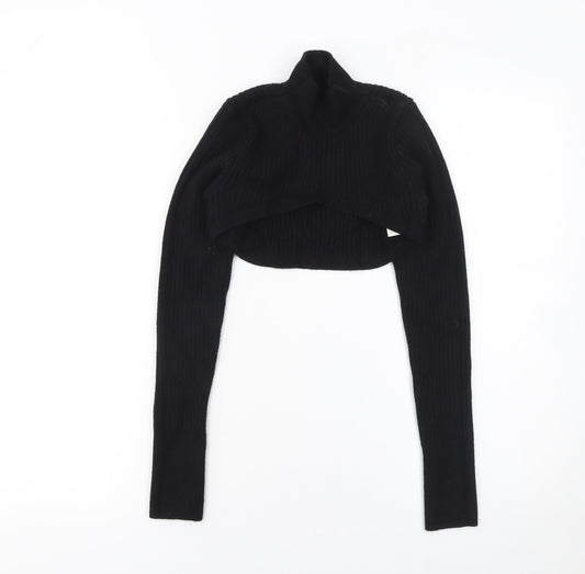 River Island Women's Black Roll Neck Cropped Jumper Size 6