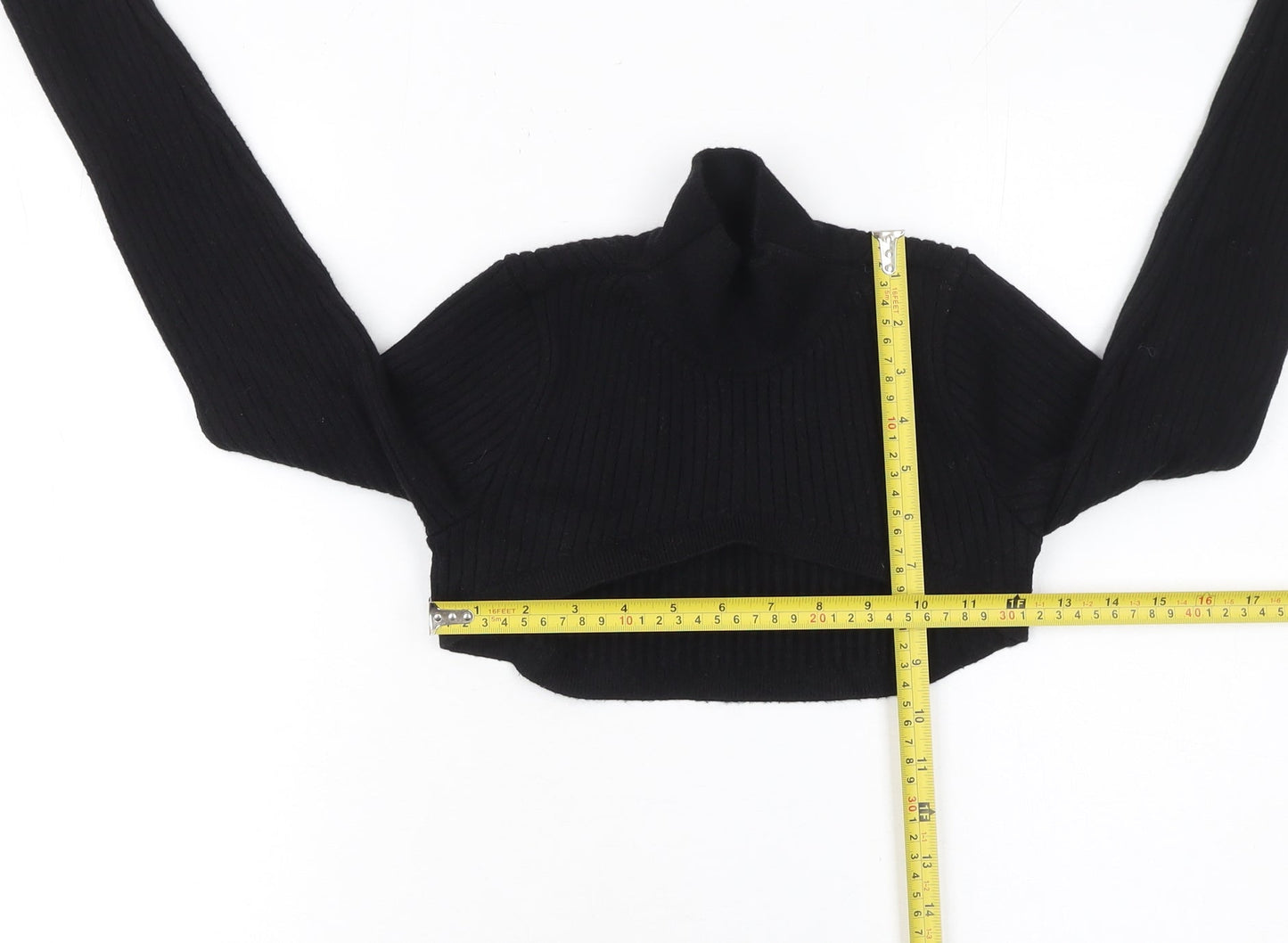 River Island Women's Black Roll Neck Cropped Jumper Size 6