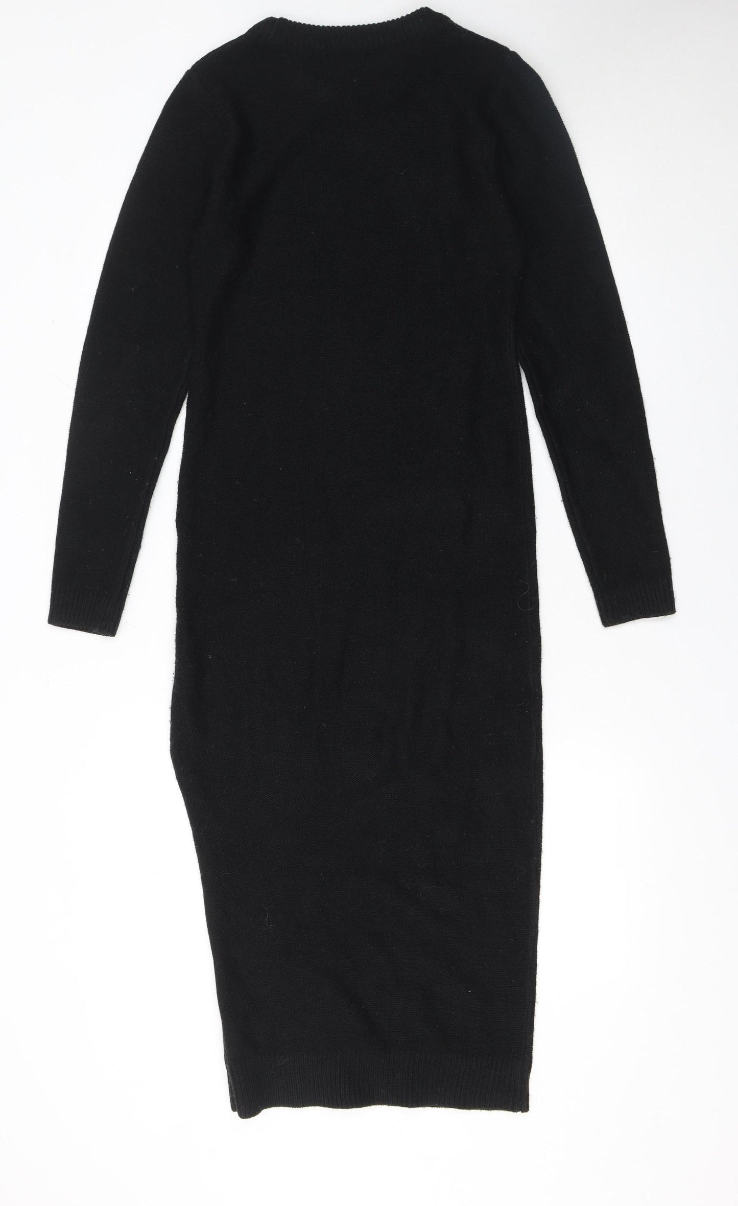Brave Soul Women's Black Long Sleeve Midi Jumper Dress Size S